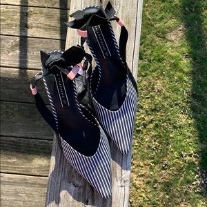 Zara Trafaluc pointed toe kitten heel sling back